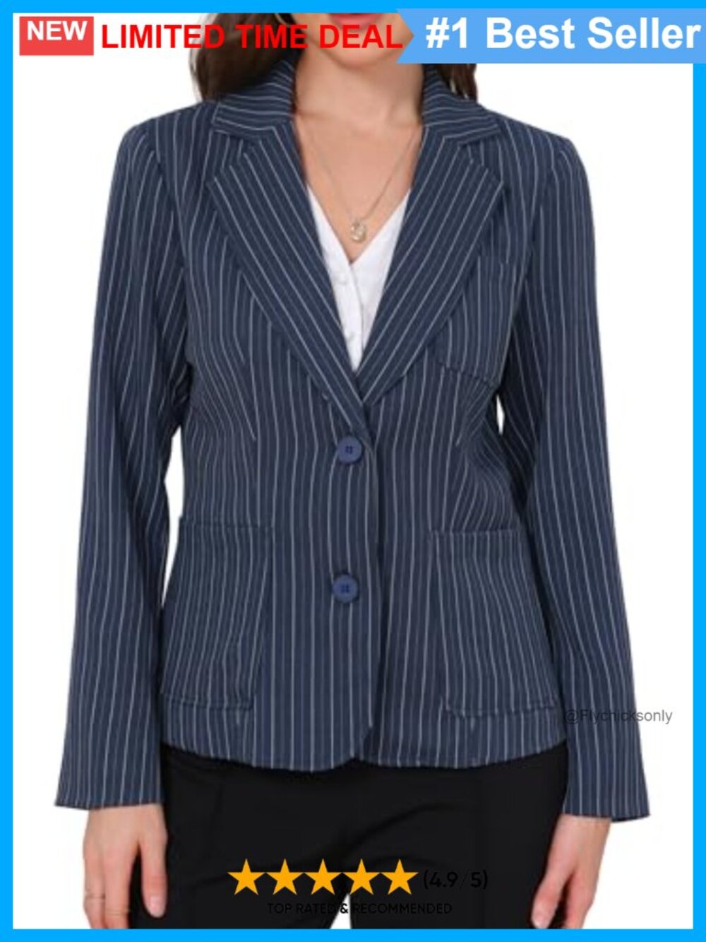 Striped Pinstripe Blazer Business Casual Button Down Long Sleeve Women's